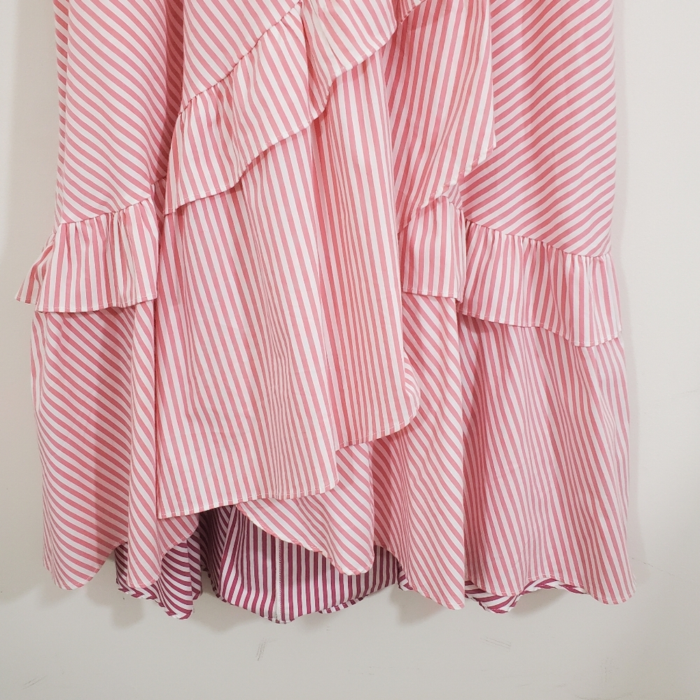 NWT Anthropologie Maeve Penny Ruffled Midi Skirt Pink Striped Tiered Boho XS - Picture 11 of 13